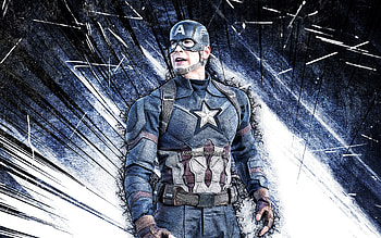 Captain America, grunge art, superheroes, Avengers Infinity War, Steven Rogers, blue abstract rays, Captain America , Captain America Infinity War HD wallpaper