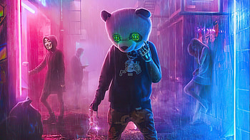 Gangster Panda , panda, scifi, cyberpunk, artist, artwork, digital-art HD wallpaper