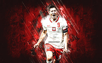 Robert Lewandowski, Poland national football team, Polish footballer, portrait, Lewandowski art, red stone background, football HD wallpaper
