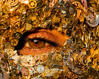 Eye, style, gold, art HD wallpaper