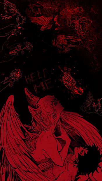 Red and black sketches, magenta, drawing, sketch, edgy HD phone wallpaper