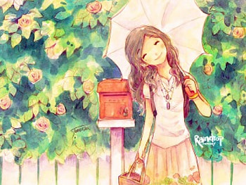 Hello:), girl, plants, anime, birdhouse HD wallpaper