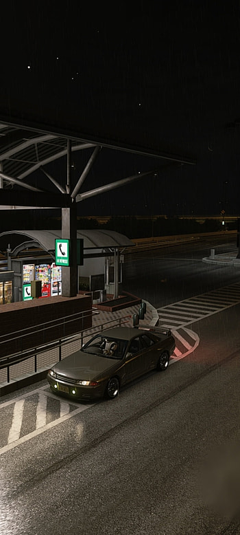 Nissan Skyline GTR R33, automotive lighting, rain, skyline gtr, assetto corsa, night, mbd_design, shuto expressway, godzilla HD phone wallpaper