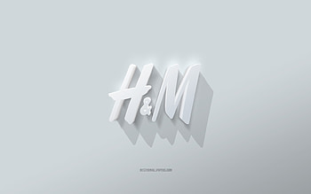 HM logo, white background, HM 3d logo, 3d art, HM, 3d HM emblem, Hennes Mauritz HD wallpaper