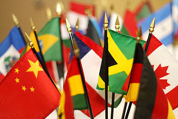 International Flags, Welcoming visitors, Edwardian inn, Global hospitality HD wallpaper