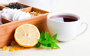 Tea, coffee, fruit, lemon HD wallpaper