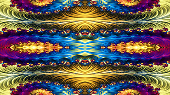 Trippy Psychedelic Fractal, trippy, psychedelic, aesthetic, gold, blue, Abstract, fractal, abstract blue HD wallpaper