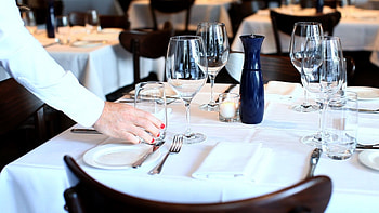 Glass plate dining, Restaurant table, Sophisticated setup, Jooinn HD wallpaper