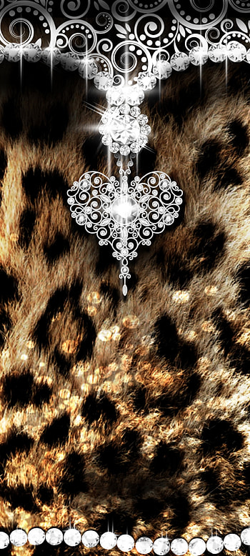 Leopard Glitter, art, diamond, premium, tints and shades, luxury, heart HD phone wallpaper