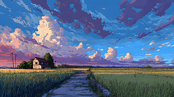 Farmhouse The Old Countryside, farmhouse, field, sky, clouds, cloud, trees, artist, artwork, art, digital-art, ai, deviantart HD wallpaper