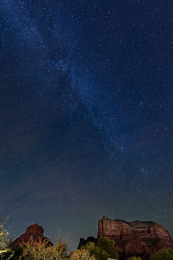 Landscape, Nature, Night, Canyon, Rocks, Starry Sky HD phone wallpaper