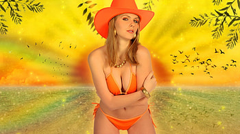 Cowgirl Sunrise.., style, fun, bikini, sunrise, cowgirls, fashion, blondes, girls, women, models, western, hats, female HD wallpaper