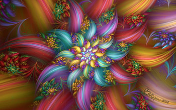Fractal Flower, colors, fractal, abstract, flower HD wallpaper