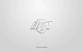 Ontario Reign, creative 3D logo, white background, AHL, 3d emblem, American Hockey Team, American Hockey League, Ontario, USA, 3d art, hockey, Ontario Reign 3d logo HD wallpaper