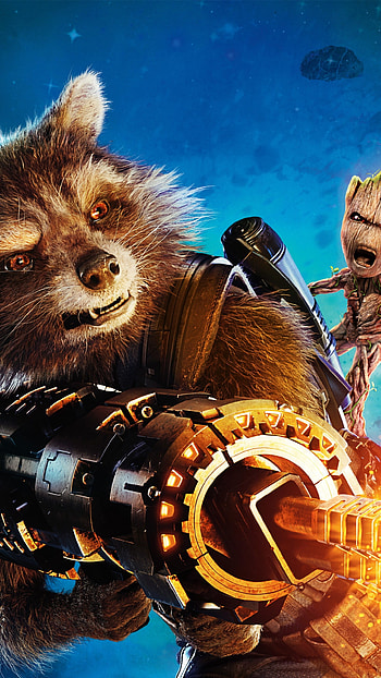 Baby Groot, Rocket Gun, Best movies HD phone wallpaper
