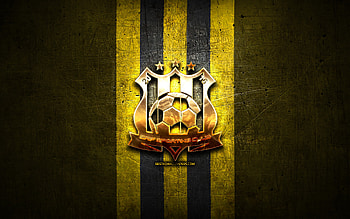 Saif Sporting Club, golden logo, Bangladesh Premier League, yellow metal background, football, bangladeshi football club, Saif Sporting Club logo, soccer, Saif SC HD wallpaper