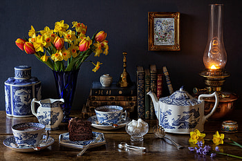 Style, Lamp, Tea, Flowers, Books HD wallpaper