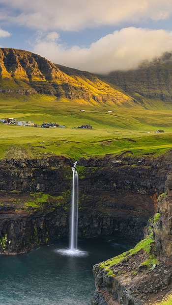 Faroe Islands, Gsadalur village, West side beauty, Windows 10 spotlight HD phone wallpaper
