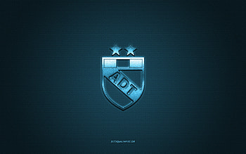 Asociacion Deportiva Tarma, Peruvian football club, blue logo, blue carbon fiber background, Liga 1, football, Peruvian Primera Division, Tarma, Peru, Asociacion Deportiva Tarma logo HD wallpaper