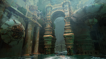 Sunken Archway — Fantasy Temple, fantasy, temple HD wallpaper