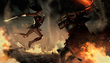 Wonder Woman Vs Ares, wonder-woman, artist, artwork, artstation HD wallpaper