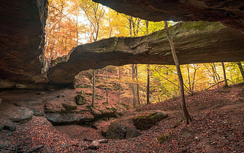Rock Bridge, Ohio, landscape, trees, rocks, usa HD wallpaper
