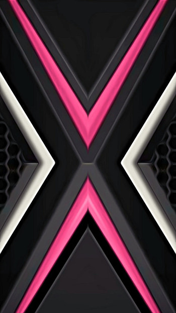 geometric 3d material, digital, amoled, pink, samsung, modern, neon, design, black, pattern, abstract HD phone wallpaper