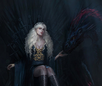 Mother of dragons, black, daenerys targaryen, art, girl, dark, fantasy, luminos, princess, caterina kalymniou, queen, game of thrones HD wallpaper