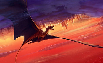 Fantasy, Sunset, Sky, Clouds, Flight, Dragon HD wallpaper