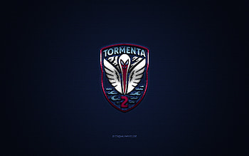 Tormenta FC 2, American soccer club, blue logo, blue carbon fiber background, USL League One, soccer, Georgia, USA, Tormenta FC 2 logo HD wallpaper