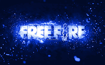 Garena Fire dark blue logo, , dark blue neon lights, creative, dark blue abstract background, Garena Fire logo, online games, Fire logo, Garena Fire HD wallpaper