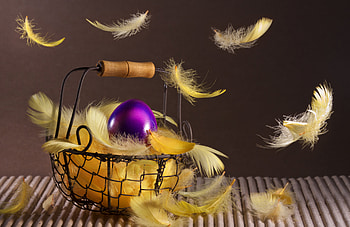 Holidays, Easter, Feather, Basket, Egg HD wallpaper