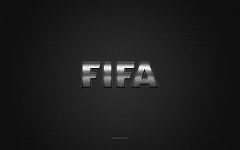 FIFA logo, silver shiny logo, FIFA metal emblem, gray carbon fiber texture, FIFA, brands, creative art, FIFA emblem HD wallpaper