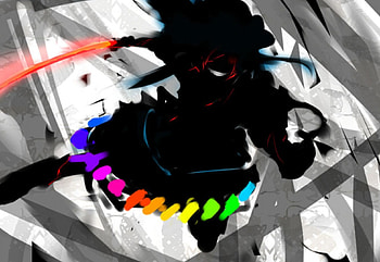 Hinanawi Tenshi, grey background, games, video games, touhou, silhouette, female HD wallpaper