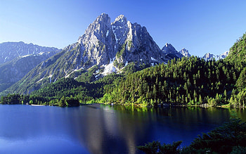 Nature, Water, Mountains, Vertex, Top, Lake, Forest, Ripples, Ripple HD wallpaper