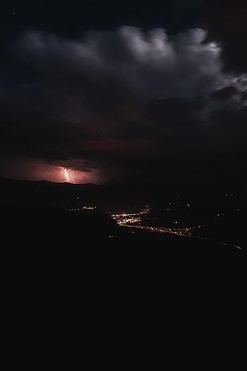 Cities, Clouds, Lightning, Night City, Mainly Cloudy, Overcast HD phone wallpaper