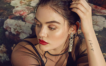 Lucy Hale, American actress, Black dress, Beautiful woman HD wallpaper
