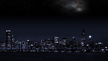 Night Skyline, Travels, Dual monitor HD wallpaper