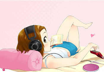 Ritsu Tainaka, snack, heads, ritsu, anime, pillow, k-on HD wallpaper