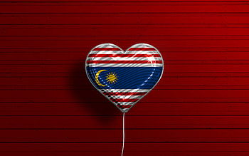 I Love Kuala Lumpur, , realistic balloons, red wooden background, Day of Kuala Lumpur, malaysian states, flag of Kuala Lumpur, Malaysia, balloon with flag, States of Malaysia, Kuala Lumpur flag, Kuala Lumpur HD wallpaper