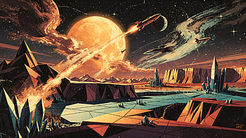 Polyscape — Neon Solar Frontier, Planet HD wallpaper