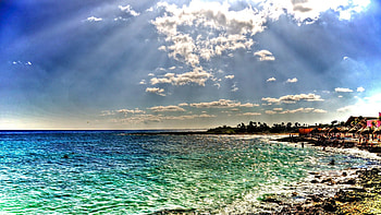 People, Nature, Sea, Sun, Beach, Shore, Bank, Beams, Rays, Colors, Color HD wallpaper