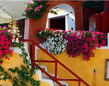 Cave Houses, cave, flowers, railing, house HD wallpaper