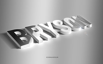 Bryson, silver 3d art, gray background, with names, Bryson name, Bryson greeting card, 3d art, with Bryson name HD wallpaper