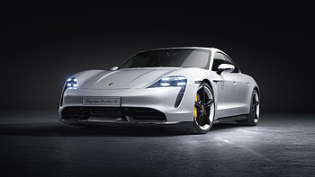White, front-view, Porsche Taycan Turbo-S HD wallpaper