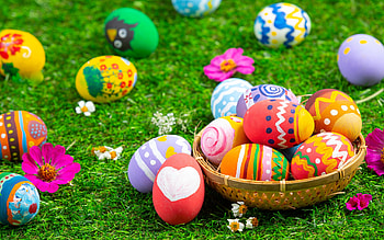 Happy Easter!, egg, grass, easter, green, colorful HD wallpaper