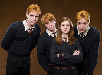 Fred Weasley, George Weasley, Ron Weasley, Ginny Weasley HD wallpaper