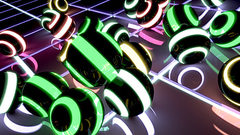 Neon Balls - Blender Cycles, sphere, glow, neon, ball, blender, Abstract, 3D HD wallpaper