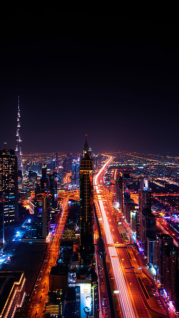 United Arab Emirates travels, Dubai at night, 7K U HD phone wallpaper