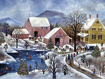 Skating Pond F1, winter, art, landscape, beautiful, illustration, lake, artwork, scenery, wide screen, painting, snow, pond HD wallpaper